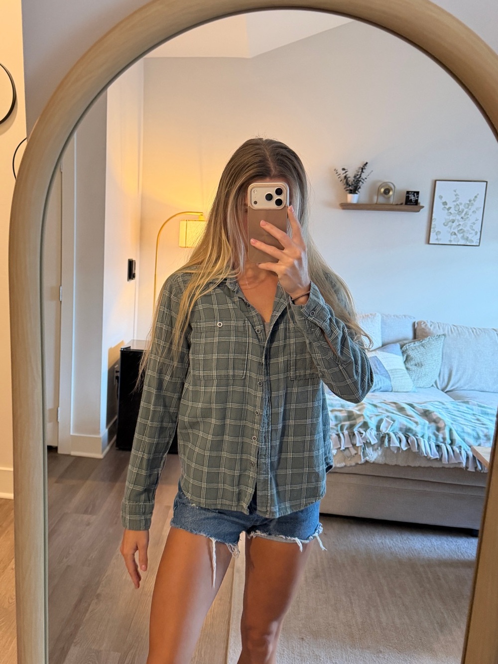 PacSun Green Plaid Button-Down Shirt
